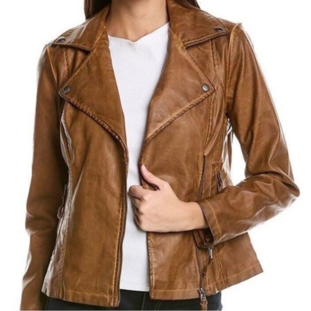 Women's Brown Faux Leather Jacket